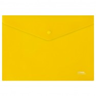 Папка на кнопке Стамм конверт А4, 180мкм, пластик, прозрачная, желтая, ММ-31021