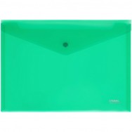 Папка на кнопке Стамм конверт А4 180мкм, пластик, прозрачная, зеленая, ММ-31023