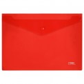 Папка на кнопке Стамм конверт А4 180мкм, пластик, прозрачная, красная, ММ-31025
