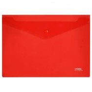 Папка на кнопке Стамм конверт А4 180мкм, пластик, прозрачная, красная, ММ-31025