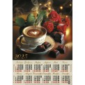 Календарь 2025 листовой А2 лак 25140 Розы и кофе
