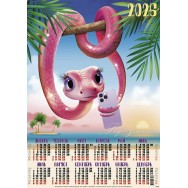 Календарь 2025 листовой А2 лак 25182 Розовая с телефоном
