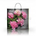Пакет ЛюксПласт с пластиковыми ручками 35*34см Пионы 80мк ламинат