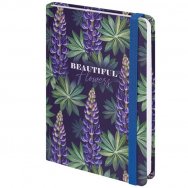 Ежедневник Brauberg недатированный с резинкой А5 145х203мм, твердый, 128л, Beautiful Flowers,114558