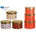 Коробка подарочная круглая цветная с рисунком золотой горох 23,5*14,5 см МС-700