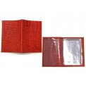 Обложка для автодокументов из натуральной кожи, красный, сплошное тиснение по коже 