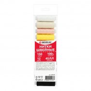 Нитки Develia швейные 45 ЛЛ, 150 м, полиэстер, НАБОР 12 Цветов, цена за уп., 609618
