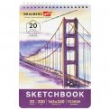 Скетчбук Brauberg ART CLASSIC ватман ГОЗНАК 200 г/м2, 165х240 мм, 20 л., гребень, твердая обложка, 112978
