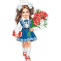 Плакат оформительский 348х410мм фигурный 0-35 117 Девочка с гладиолусами Лак Мир открыток