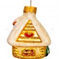 Елочное украшение стекло Уютный домик золотой h-8см ФУ-520/1