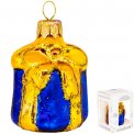 Елочное украшение стекло Подарок синий h-6 см ФУ-167/7