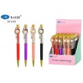 Ручка BASIR шариковая с поворотным механизмом с подвеской-КОТЁНОК (с жемчугом); комбинированный корпус-нижняя часть корпуса -цветная /ассорти/, МС-6358