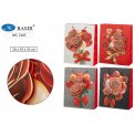 Пакет подарочный бумажный плотный 26*32*10см РОЗЫ цветной с рисунком, объёмная аппликация, размер 26*10*32 см МС-7405